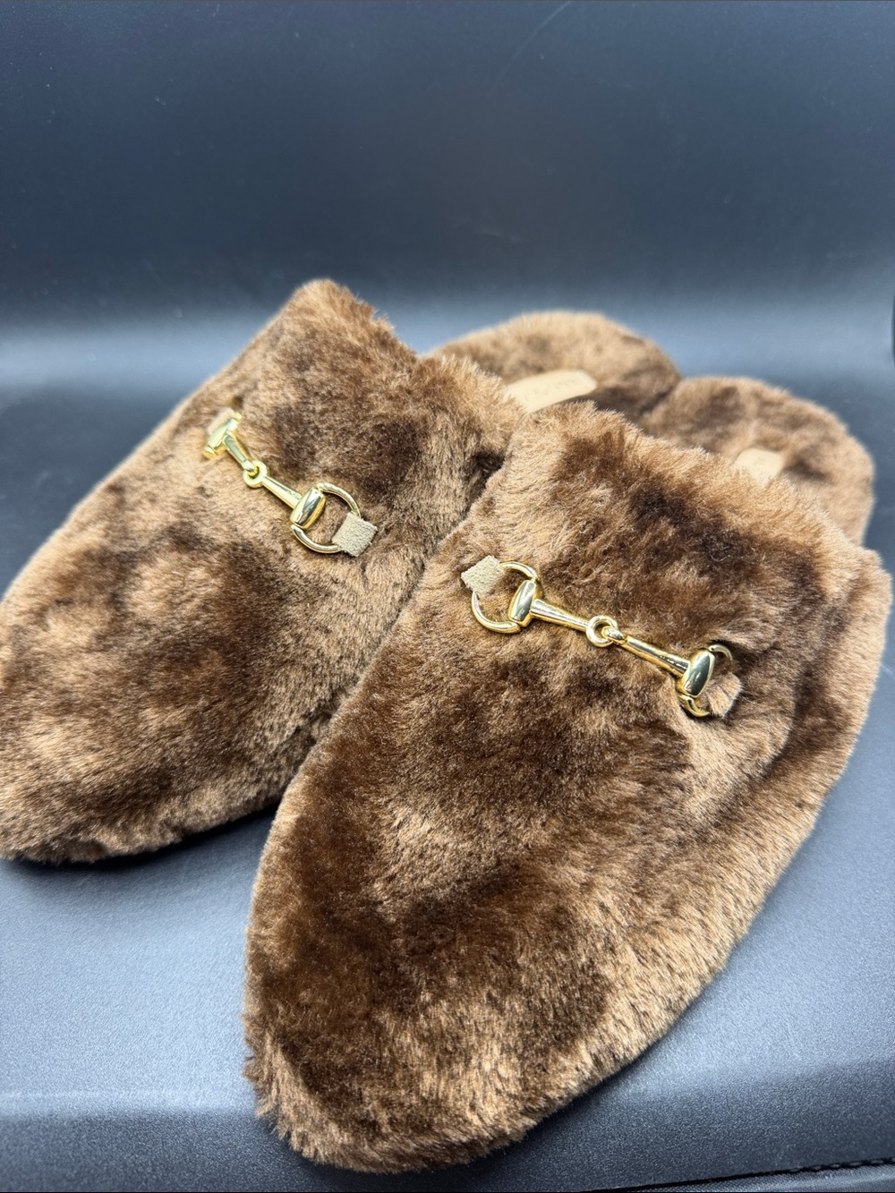 Ann Taylor Horse Bit Fuzzy Slippers